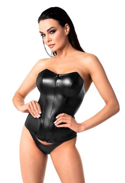 Кожаный корсет на молнии Noir Handmade F334 Powerwetlook corset - XL SX2017