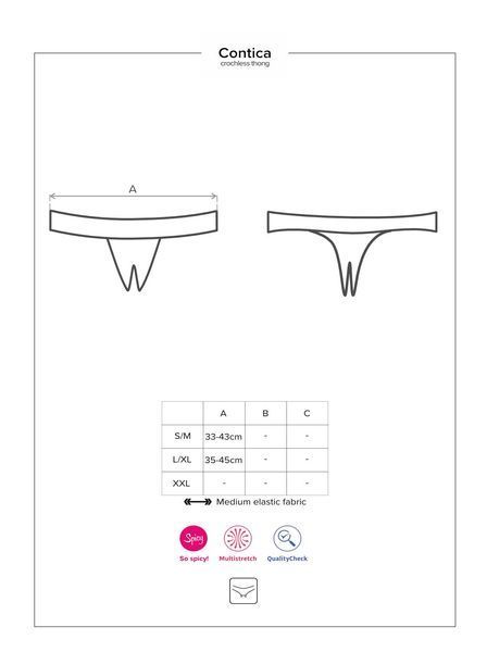 Кружевные танга с доступом Obsessive Contica crothchles thong S/M, черные SO7256