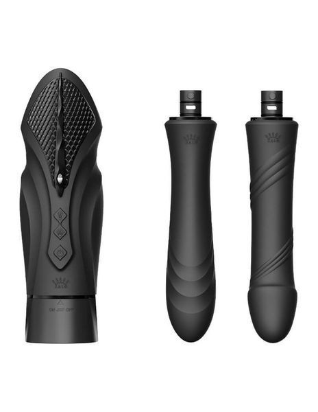 Компактна смарт секс-машина Zalo &ndash; Sesh Obsidian Black, 2 насадки, пульт ДК, кристал Swarovski SO9556