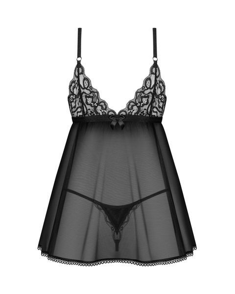 Сорочка беби-долл Obsessive Blomentis babydoll & thong, M/L, кружевной лиф, стринги в комплекте SX1024