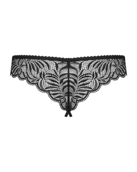 Кружевные танга с доступом Obsessive Contica crothchles thong S/M, черные SO7256