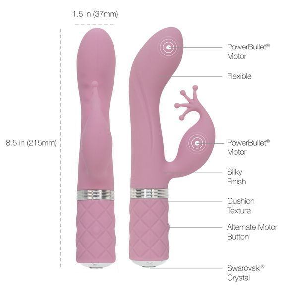 Розкішний вібратор-кролик Pillow Talk - Kinky Pink з кристалом Сваровські, потужний SO2715