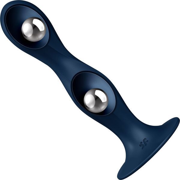 Дилдо Satisfyer Double Ball-R Dark Blue, унисекс, подвижные шарики внутри, на присоске SO8773
