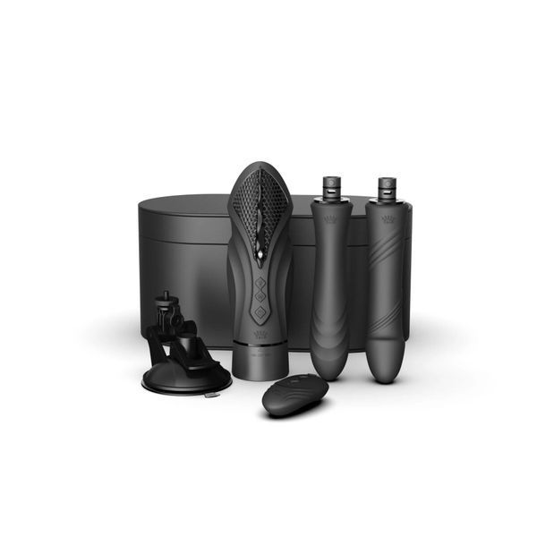 Компактна смарт секс-машина Zalo &ndash; Sesh Obsidian Black, 2 насадки, пульт ДК, кристал Swarovski SO9556