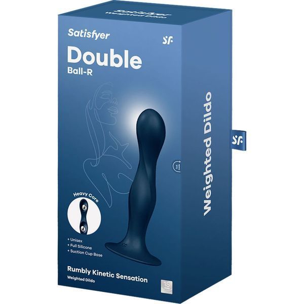 Дилдо Satisfyer Double Ball-R Dark Blue, унисекс, подвижные шарики внутри, на присоске SO8773