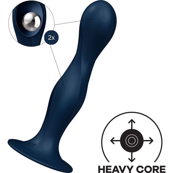 Дилдо Satisfyer Double Ball-R Dark Blue, унисекс, подвижные шарики внутри, на присоске SO8773