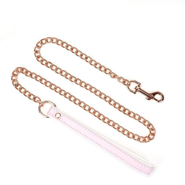 Нашийник з повідцем Liebe Seele White & Pink Fairy Goat Leather Collar SX2826