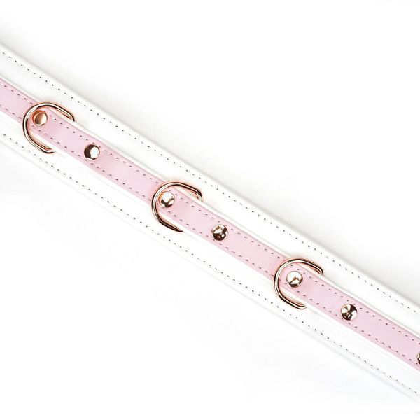 Нашийник з повідцем Liebe Seele White & Pink Fairy Goat Leather Collar SX2826