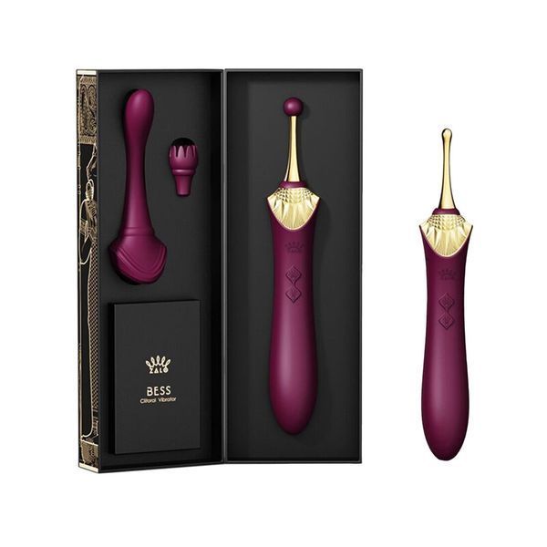 Вагинально-клиторальный вибратор Zalo &mdash; Bess Velvet Purple, мультифункциональный с насадками SO6653