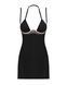 Сорочка Obsessive Selinne chemise & thong M/L Black, стринги, двойные бретели SO8671 фото 3