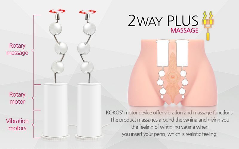 Мастурбатор-полуторс Kokos Cherry 2WayPlus с вибрацией и массажем, два входа: вагина и попка SO2484