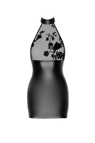 Сукня Noir Handmade F311 Eros, XL, black, міні, спідниця під латекс, верх &mdash; сітка, відкрита спина SX0306