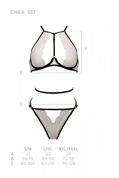 Комплект белья Passion CHIKA SET, S/M, cream, топ, трусики SO9699
