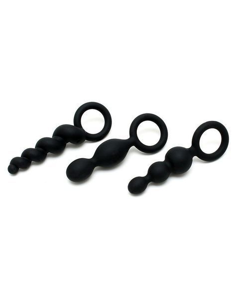 Набор анальных игрушек Satisfyer Plugs black (set of 3) - Booty Call, макс. диаметр 3 см SO2323