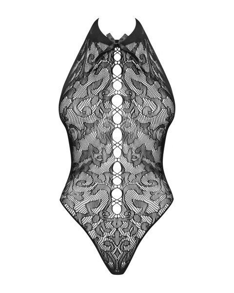 Бодістокінг з великими осередками та відкритою спиною Obsessive B113 teddy S/M/L, халтер SO7207