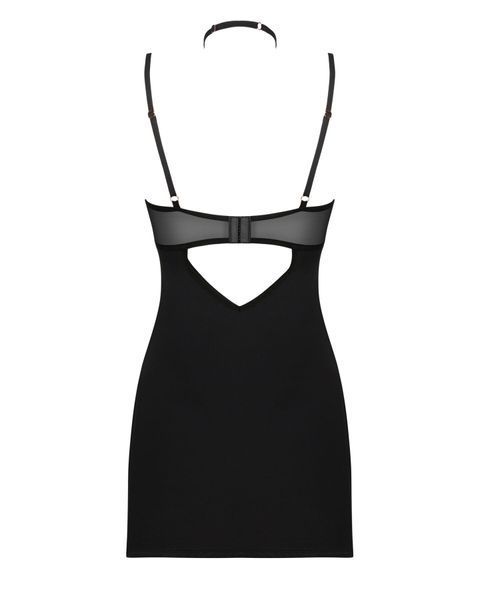 Сорочка Obsessive Selinne chemise & thong XL/2XL Black, стринги, двойные бретели SO8672