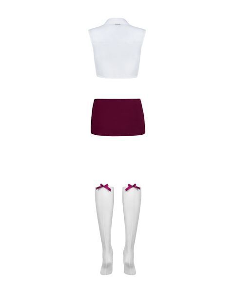 Еротичний костюм студентки Obsessive Student 4 pcs costume S/M, топ, спідниця, стринги, гольфи SO7731