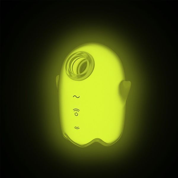 Вакуумний кліторальний стимулятор з вібрацією Satisfyer Glowing Ghost Yellow, світиться в темряві SX0543