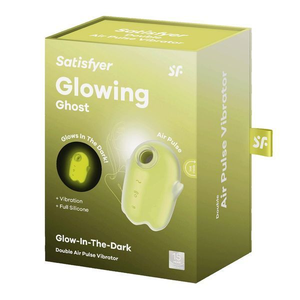 Вакуумний кліторальний стимулятор з вібрацією Satisfyer Glowing Ghost Yellow, світиться в темряві SX0543