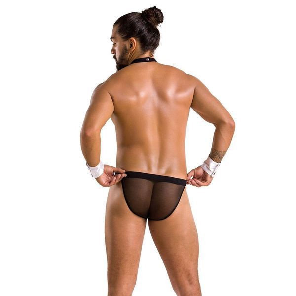 Комплект эротического мужского белья Passion 036 ALFRED XXL/XXXL Black, трусы, воротник, манжеты SO7581