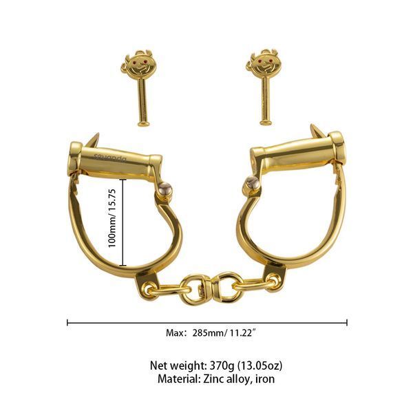 Наручники LOCKINK Love-slave Handcuffs, золотисті, металеві, у формі стремен SX0897