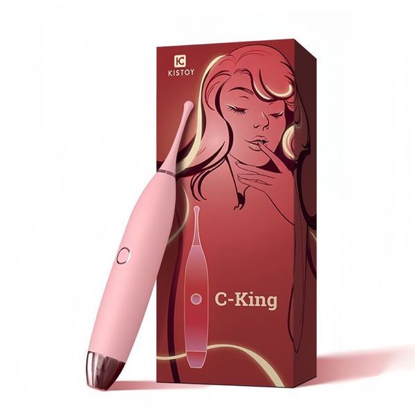 Кліторальний вібратор KISTOY C-King Pink, з двома дод. насадками, потужна прицільна стимуляція SO9557
