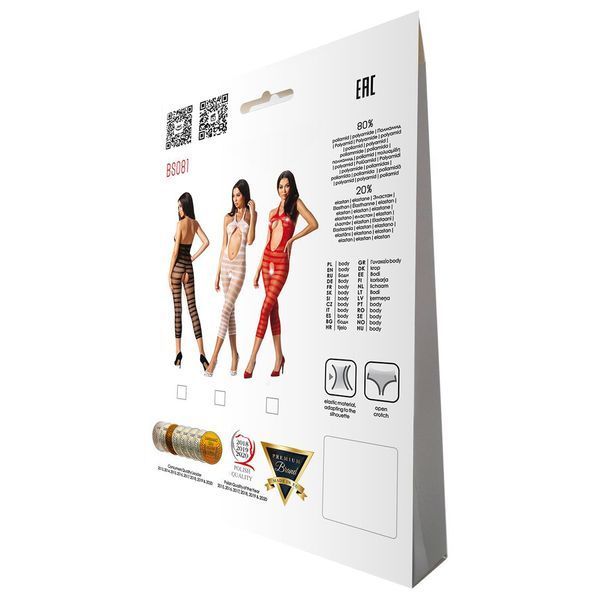 Сітчастий бодістокінг з відкритим животом Passion BS081 white SO4734