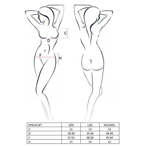 Комплект белья Passion OFELIA SET OpenBra S/M, white, стринги, открытый лиф, широкий пояс EL13202