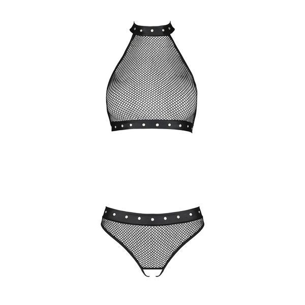 Белье с открытым доступом Passion MOONLIGHT SET L/XL black топ, стринги SO8451