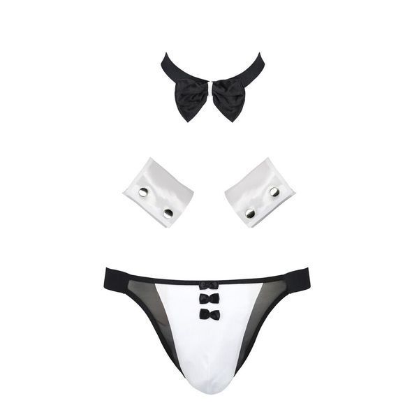 Комплект эротического мужского белья Passion 036 ALFRED XXL/XXXL Black, трусы, воротник, манжеты SO7581