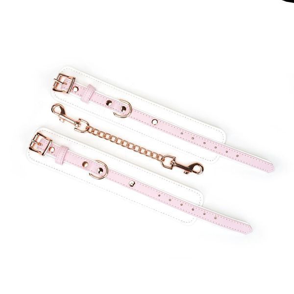 Наручники Liebe Seele White & Pink Fairy Goat Leather Hand Cuffs SX2827