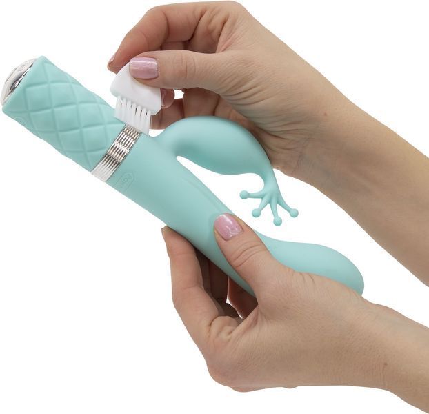 Розкішний вібратор-кролик Pillow Talk - Kinky Teal з кристалом Сваровські, потужний SO2716