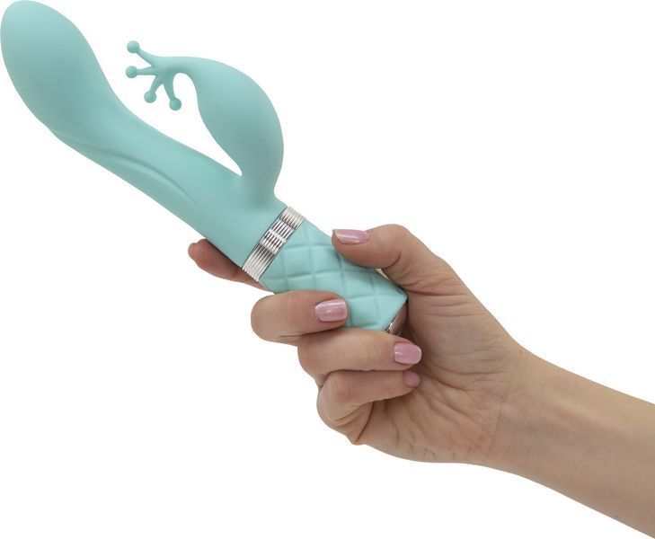 Розкішний вібратор-кролик Pillow Talk - Kinky Teal з кристалом Сваровські, потужний SO2716