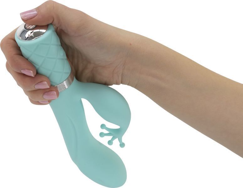 Розкішний вібратор-кролик Pillow Talk - Kinky Teal з кристалом Сваровські, потужний SO2716
