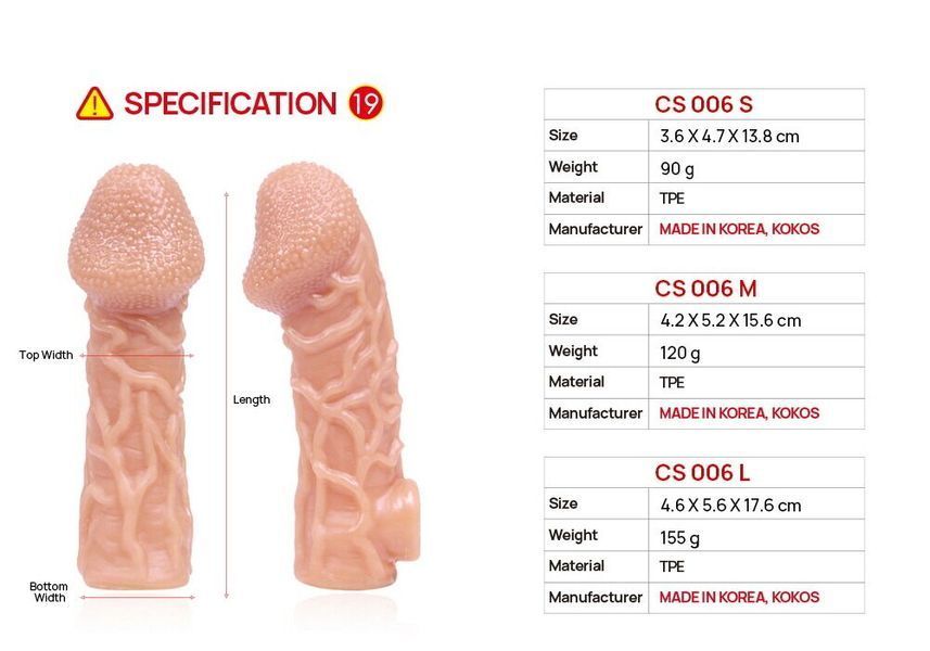Насадка на член Kokos Cock Sleeve CS 006 M SX1461