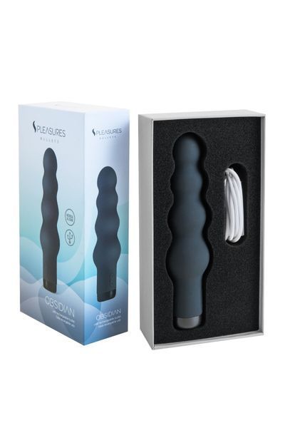 Вибратор S Pleasures Bullets Obsidian, черный, в виде ряда шариков, 10 режимов, диаметр 4 см SX1603