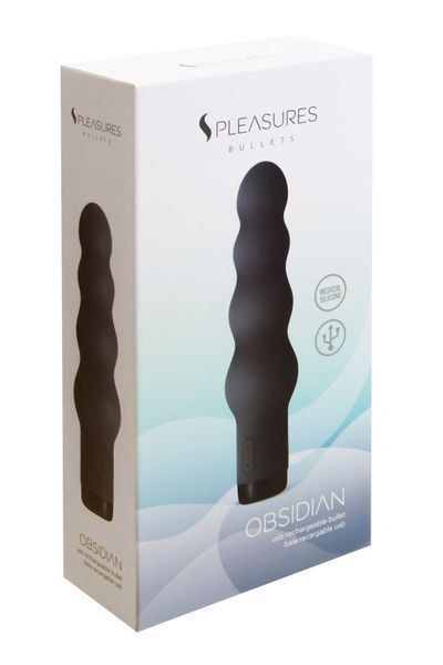 Вибратор S Pleasures Bullets Obsidian, черный, в виде ряда шариков, 10 режимов, диаметр 4 см SX1603