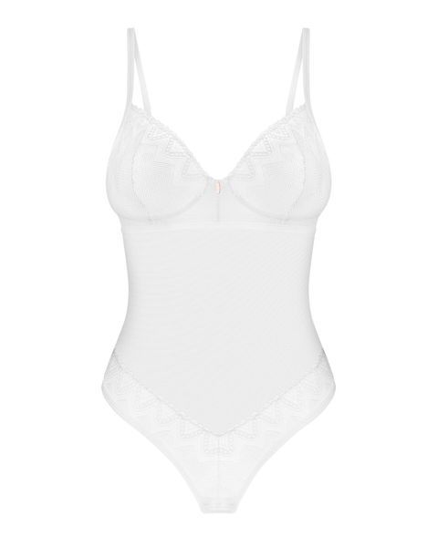Боді Obsessive Alissium Teddy White, XS/S, ліф з м&rsquo;якою чашкою, високі вирізи для ніг SX0594