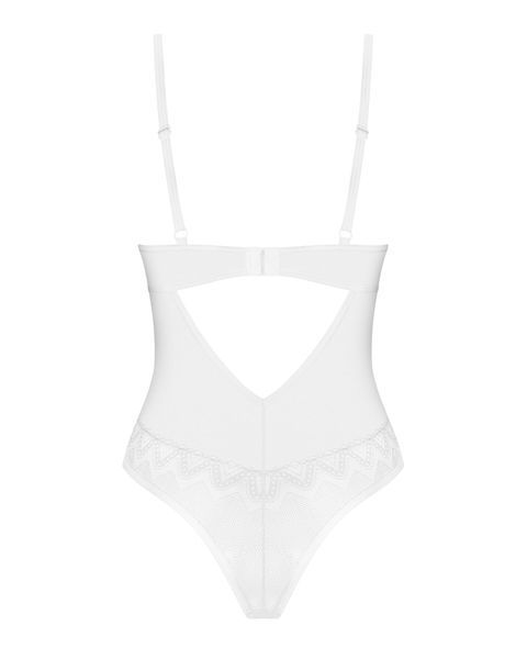 Боді Obsessive Alissium Teddy White, XS/S, ліф з м&rsquo;якою чашкою, високі вирізи для ніг SX0594