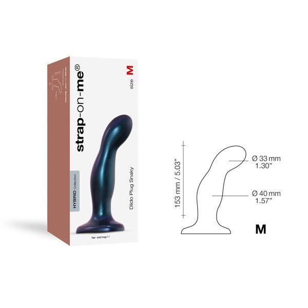 Дилдо Strap-On-Me DILDO PLUG SNAKY METALLIC BLUE, размер M, диаметр 4 см, вводимая длина 15,3 см SO6825