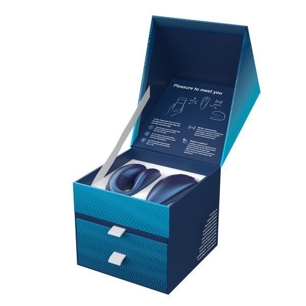 Смарт-вібратор для пар We-Vibe Chorus Cosmic Blue, сенсорне керування вібраціями стисненням пульта SO6919