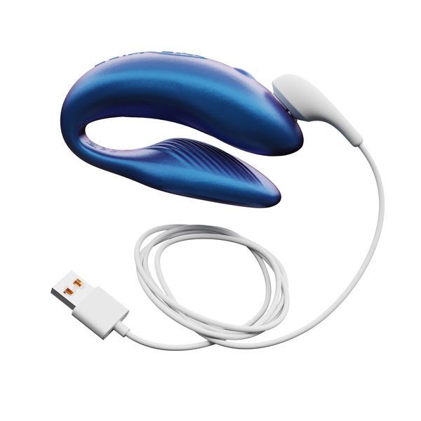 Смарт-вібратор для пар We-Vibe Chorus Cosmic Blue, сенсорне керування вібраціями стисненням пульта SO6919