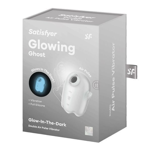 Вакуумний кліторальний стимулятор з вібрацією Satisfyer Glowing Ghost White, світиться в темряві SX0544