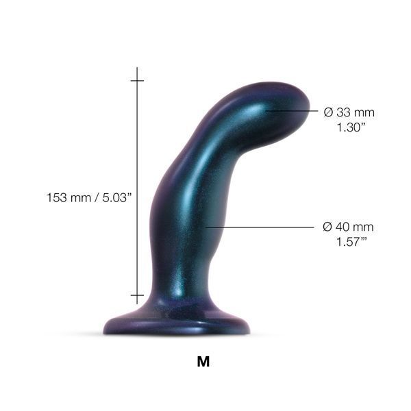 Дилдо Strap-On-Me DILDO PLUG SNAKY METALLIC BLUE, размер M, диаметр 4 см, вводимая длина 15,3 см SO6825