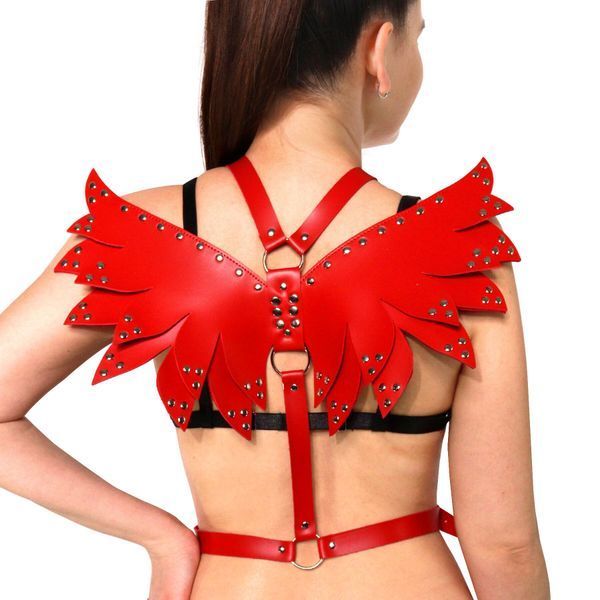 Женская портупея Art of Sex - Wings красная XS-M, экокожа SX2340
