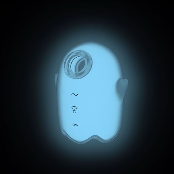 Вакуумний кліторальний стимулятор з вібрацією Satisfyer Glowing Ghost White, світиться в темряві SX0544