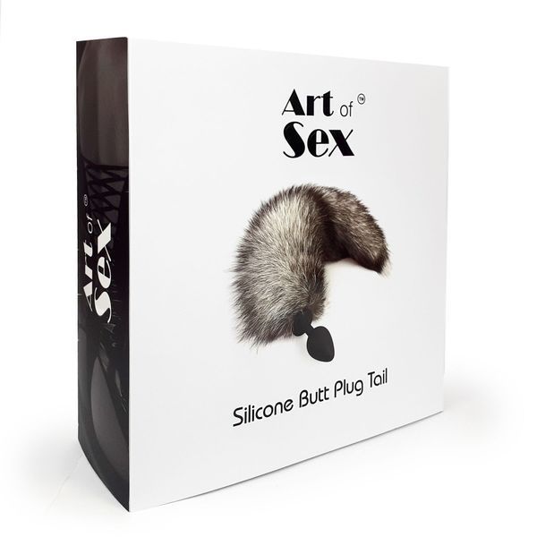 Силіконова анальна пробка з хвостом із натурального хутра Art of Sex size M Artctic fox SO6189