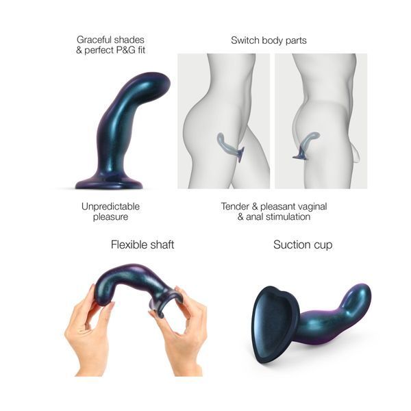 Дилдо Strap-On-Me DILDO PLUG SNAKY METALLIC BLUE, размер M, диаметр 4 см, вводимая длина 15,3 см SO6825