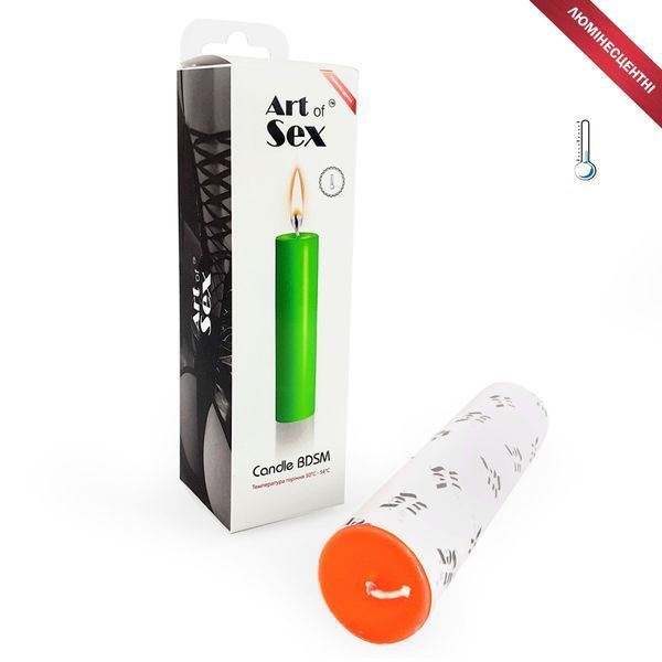 Помаранчева воскова свічка Art of Sex size M 15 см низькотемпературна, люмінесцентна SO5954