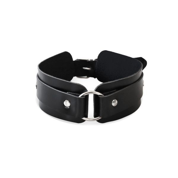 БДСМ-нашийник з кільцем Art of Sex - Martina Collar with ring, натуральна шкіра, колір чорний SX0517